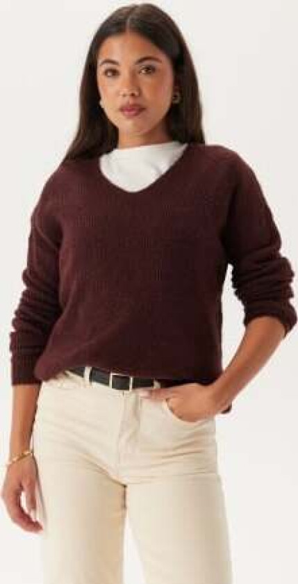Onlcamilla V-neck L/S PULLOVER Port Royale Detail:melange XS