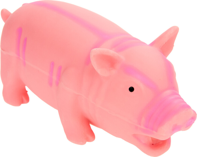 Latexgris med stemme - ca. 23 cm, rosa