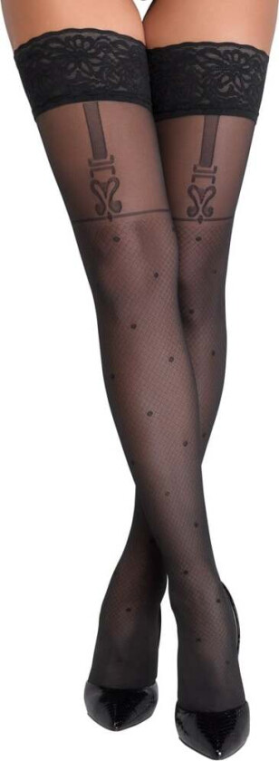 Black Hold-up Stockings with polka dots
