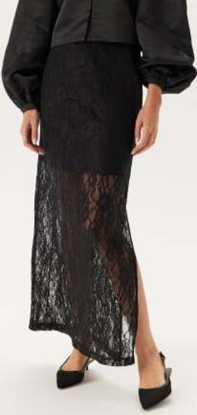 Slfmista Hw Ankle Lace Skirt Black S