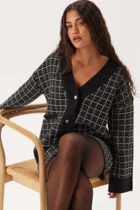 Pcnilja Knit Shacket Black Checks:white And Silver M