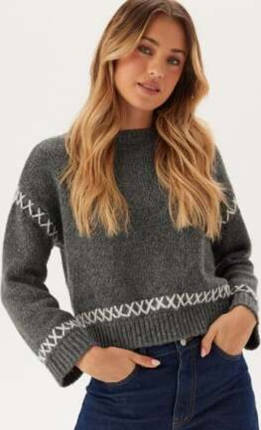 Onlamanda Life Ls O-neck Detai Light Grey Melange M