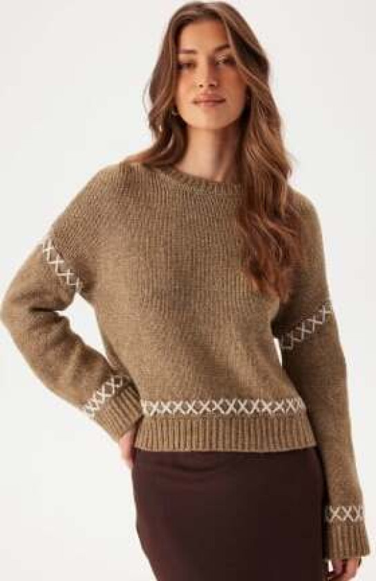 Onlamanda Life Ls O-neck Detai Malt Ball Detail:cloud Dancer L