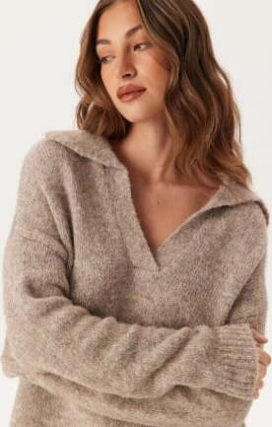 Onlmaggie Life Ls Split Neck Malt Ball Detail:cloud Dancer L