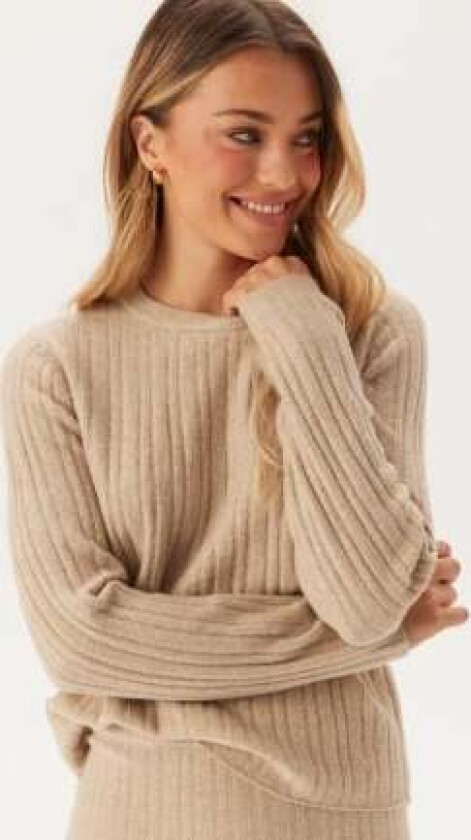 Onljeanett Life L/S RIB O-NECK Humus Detail:MELANGE S