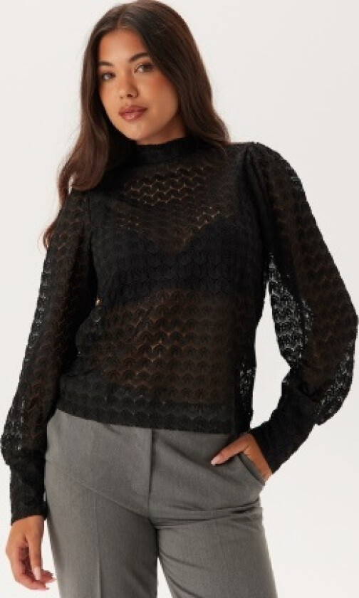 Vmbecca Ls High Neck Lace Top Black L