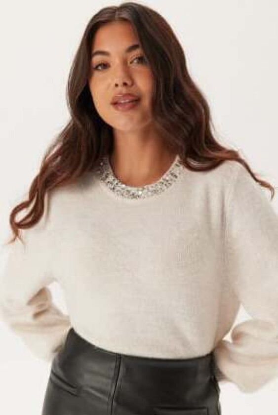 Onlelsa L/S PULLOVER KNT PULLO Pumice Stone Detail:w.white Me XS