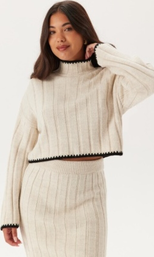 Onlchick Stitch Ls Highneck Pu Pumic Stone Detail:w.black XL