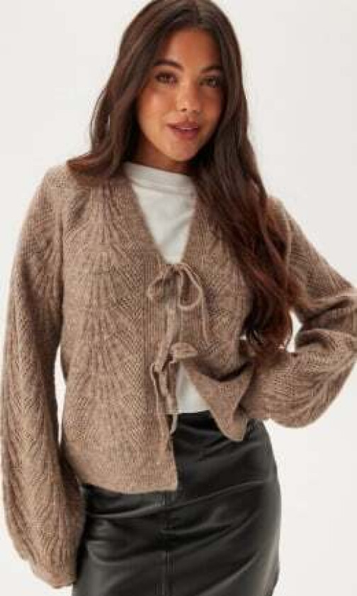 Objflora Re L/S KNIT CARDIGAN Desert Taupe Detail:melange XS