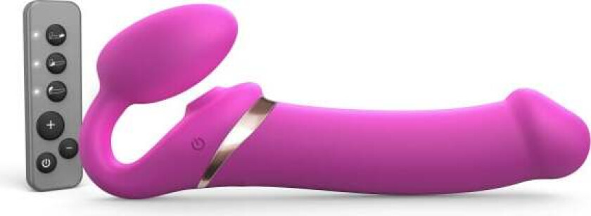 MULTI ORGASM BENDABLE STRAP-ON - XL - FUCHSIA