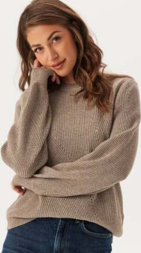 Objditte Re L/S KNIT PULLOVER Desert Taupe Detail:melange M