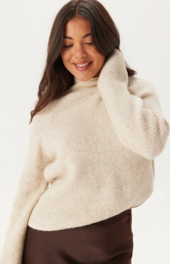 Vilory High Neck L/S KNIT TOP Eggnog Pattern:natural Melang XXL