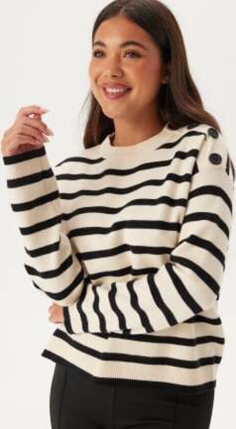 Vmsaba Ls O-neck Button Pullov Birch Stripes:Black XS