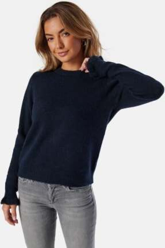 Slflulu Ls Knit Frill Cuff O_x Dark Sapphire Deatil:melange M