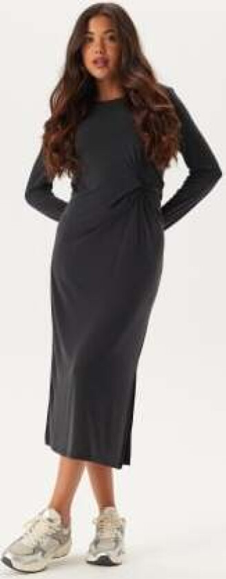 Pcanora Ls Midi Knot Dress Bc Black L