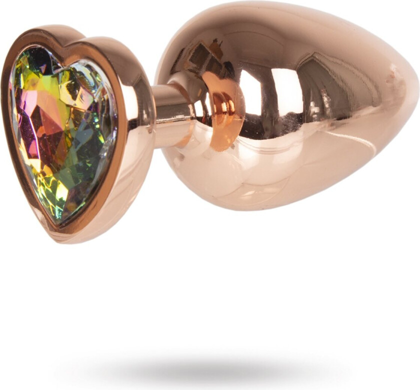 Metal Heart Plug Gold Rose - Large 8 cm