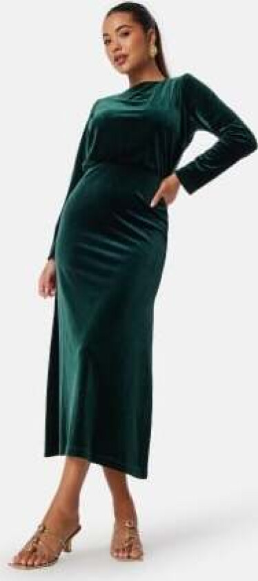 Bow Velvet Midi Dress Dark green S