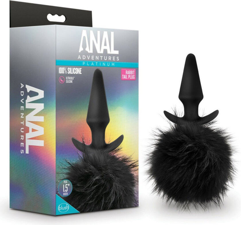 Anal Adventures Platinum - Rabbit Tail Plug - Black