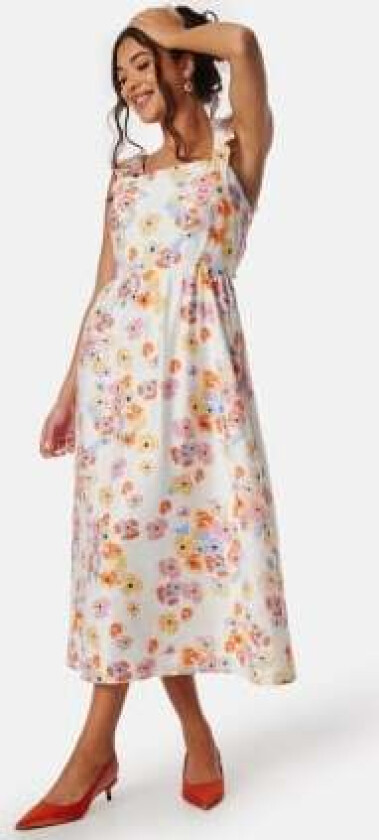 Pckarlson SL open back tie dress White/Floral M