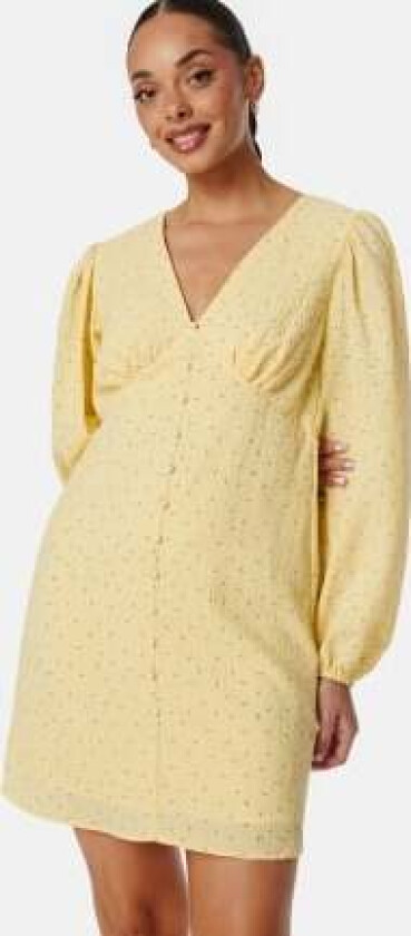 Vmamanda LS V-Neck short dress Yellow/Patterned M