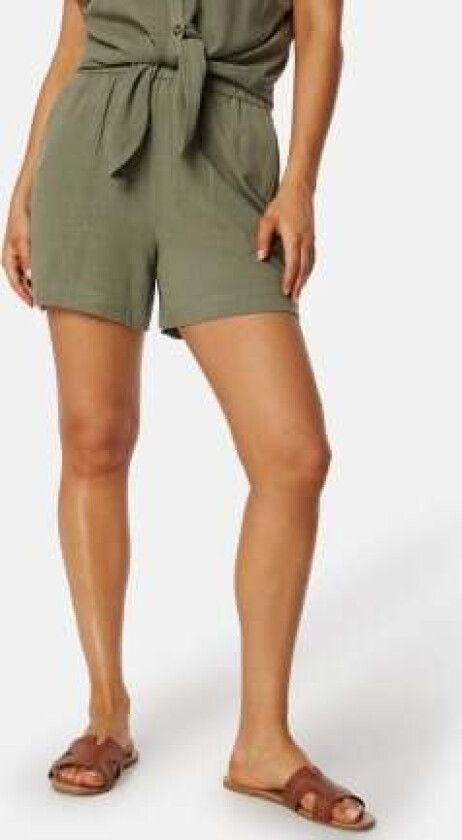 Pcvinsty HW Linen Shorts Deep Lichen Green XL
