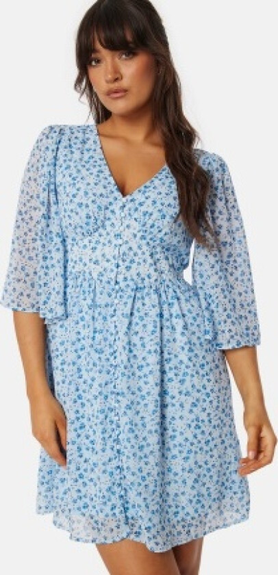 Onlamanda 3/4 Short Dress Light blue/Floral XS