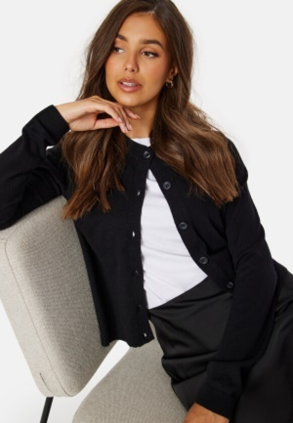 Thess L/S Short Cardigan Black XS