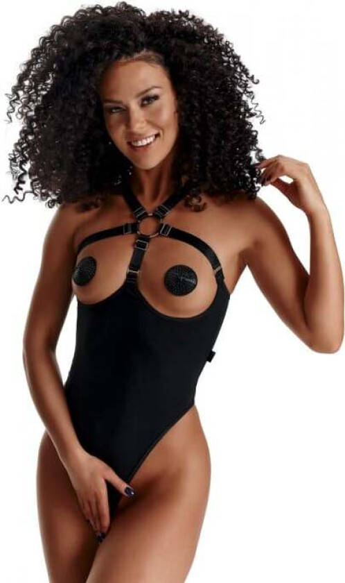 ELENA - Svart Body Med Åpent Skritt