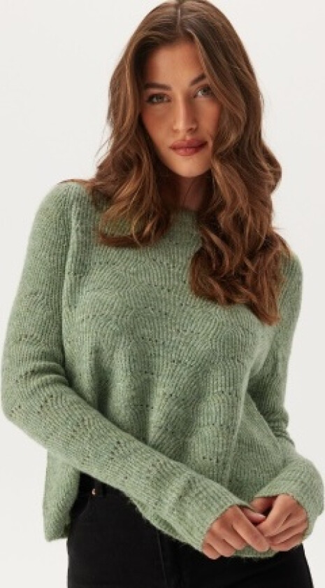Onlolli L/S Pullover Knit Hedge Green Detail:W. Melange L