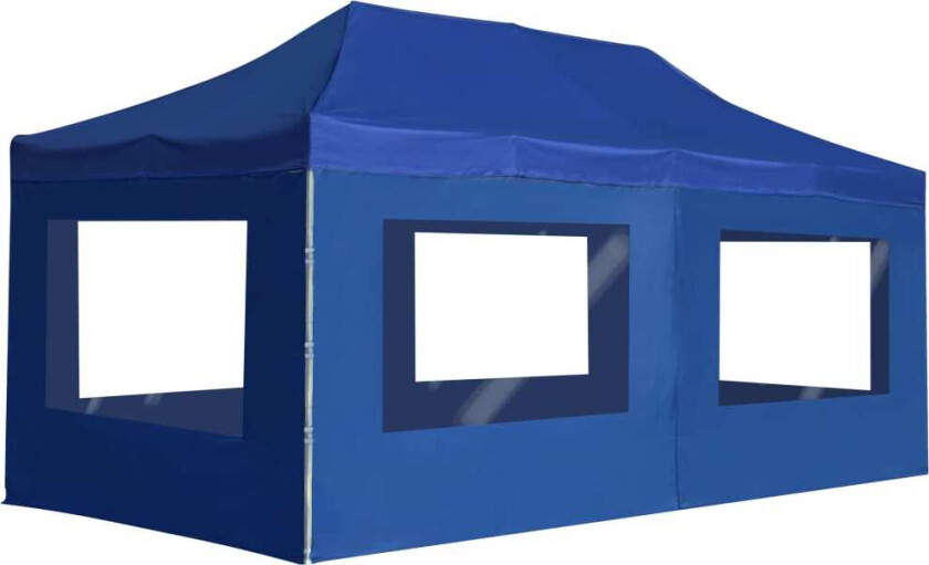 Profesjonelt foldbart festtelt vegger aluminium 6x3 m blå