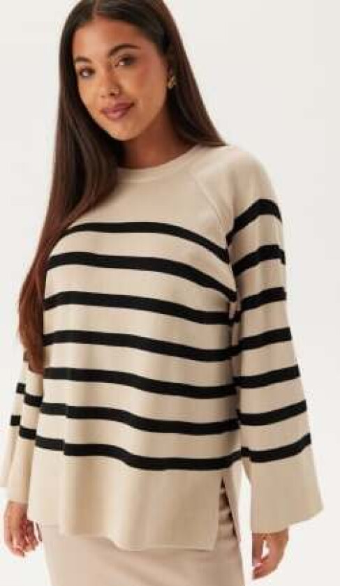 Objester LS Knit Top Sandshell Stripes:Black M