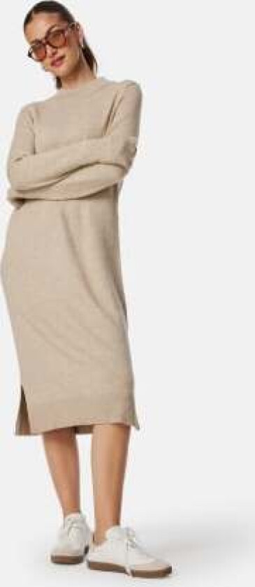Ril Crew Neck Midi Dress Natural Melange L