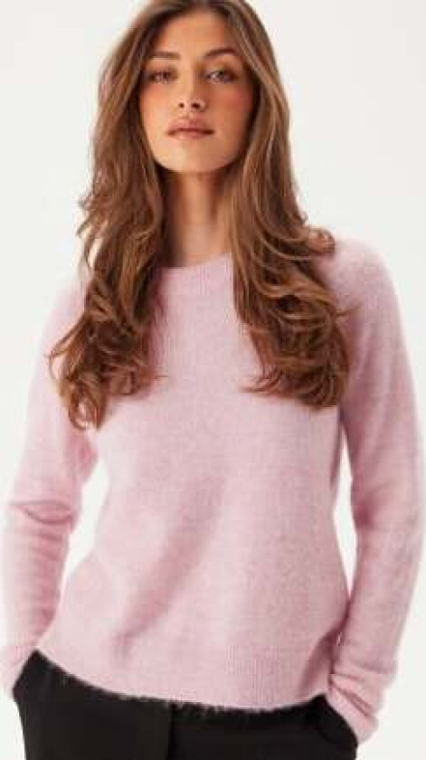 Slflulu LS Knit O-Neck Bleached Mauve Detail:MELANGE L