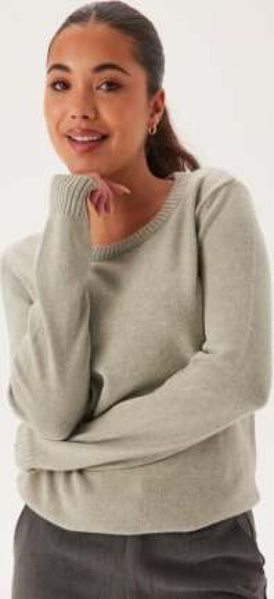 Viril O-neck L/S Knit Top Oil Green Detail:MELANGE XL
