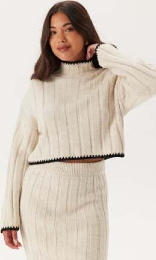 Onlchick Stitch Ls Highneck Pu Pumic Stone Detail:w.black S