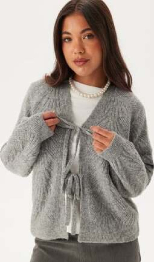 Objflora Re L/S KNIT CARDIGAN Medium Grey Melange L
