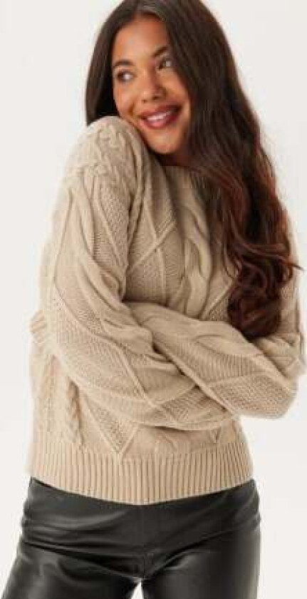 Vilou O-neck L/S CABLE KNIT TO Feather Gray M