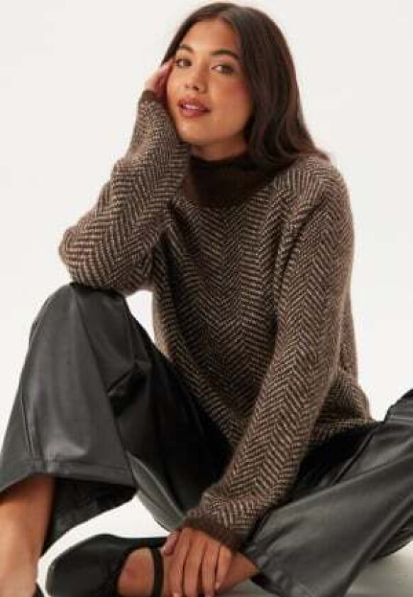 Vilory High Neck L/S KNIT TOP Coffee Bean Pattern:eggnog Mel L