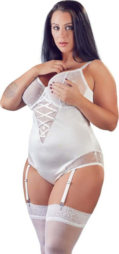 White Plussize Body with Suspenders