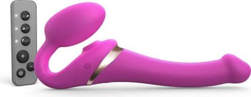 MULTI ORGASM BENDABLE STRAP-ON - S - FUCHSIA