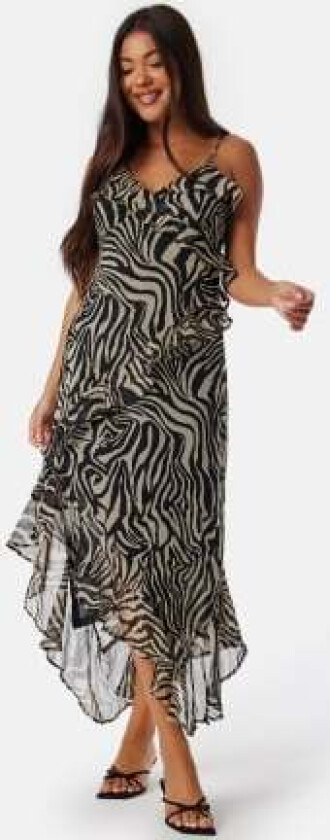 Onlasta life strap frill ankel dress Black/Zebra XS