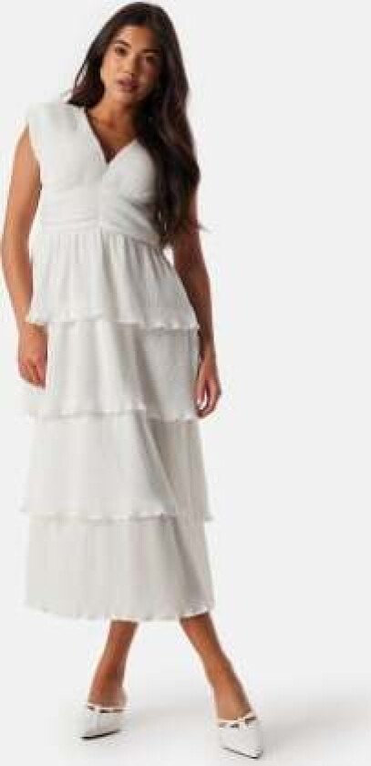 Vilillian V-Neck plisse ankle dress Cloud Dancer 38