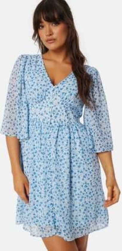 Onlamanda 3/4 Short Dress Light blue/Floral L