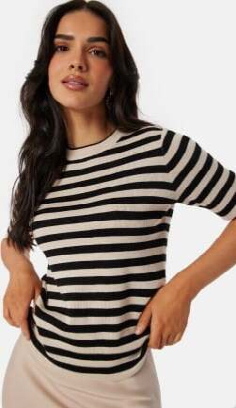 Objester S/S new knit pullover Sandshell Stripes:Black M