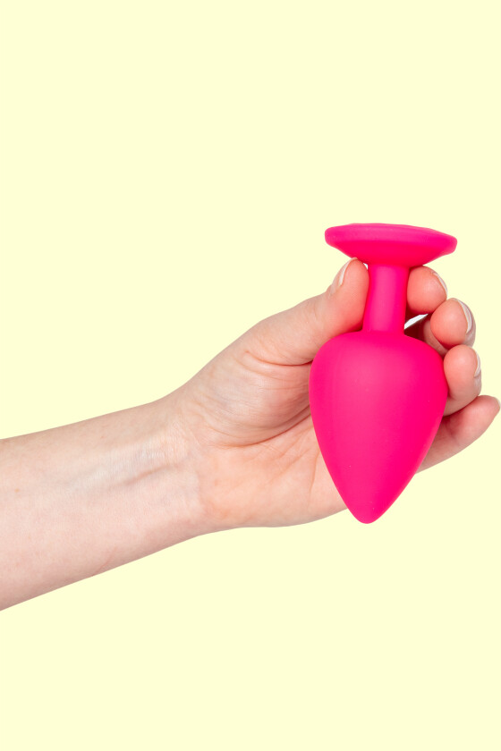 Stor Silikonplugg med Vakker Sten - Rosa