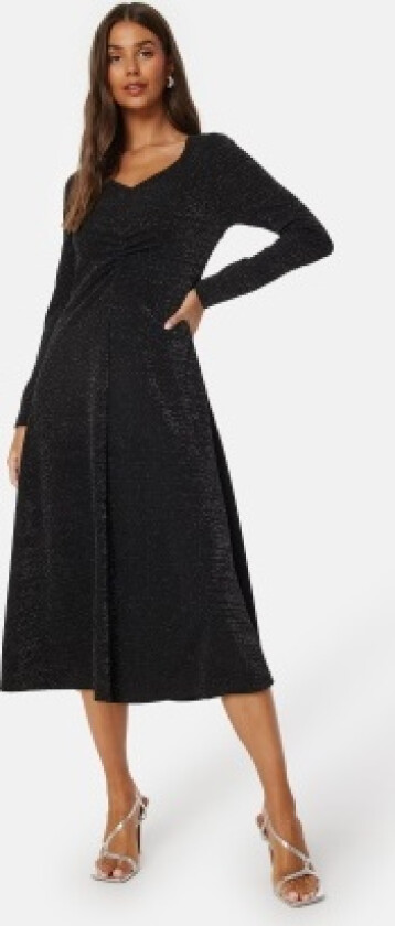 Rue LS Midi Glitter Dress Black L
