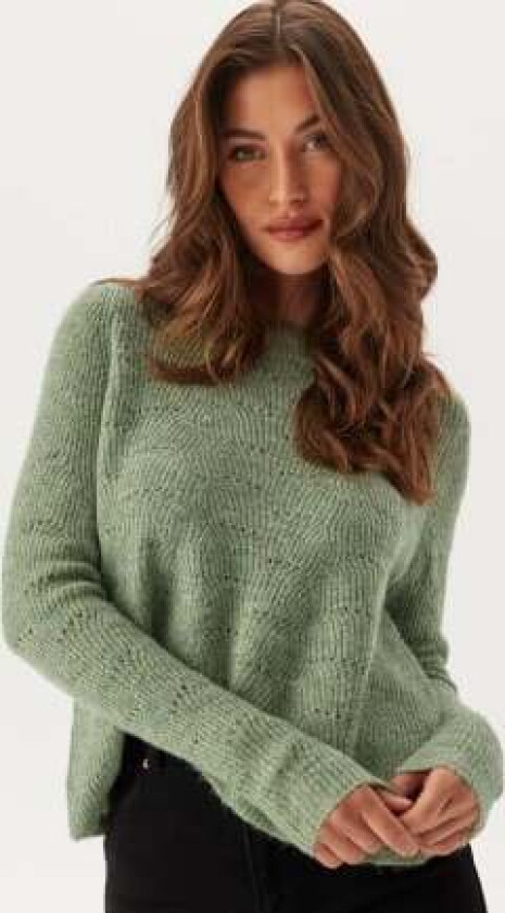 Onlolli L/S Pullover Knit Hedge Green Detail:W. Melange M