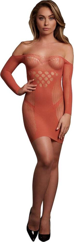 Red Long-Sleeved Net Mini Dress - One Size