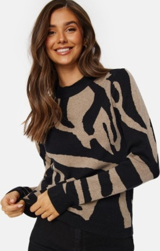 Ray L/S Knit Pullover Black/Brown S