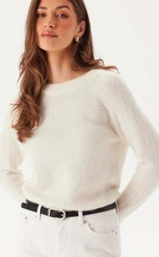 Slflulu LS Knit O-Neck Snow White Detail:MELANGE L
